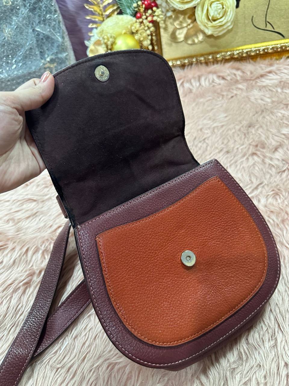 ORIG Preloved COACH Remi Saddle In Colorblock Pink Small Bag