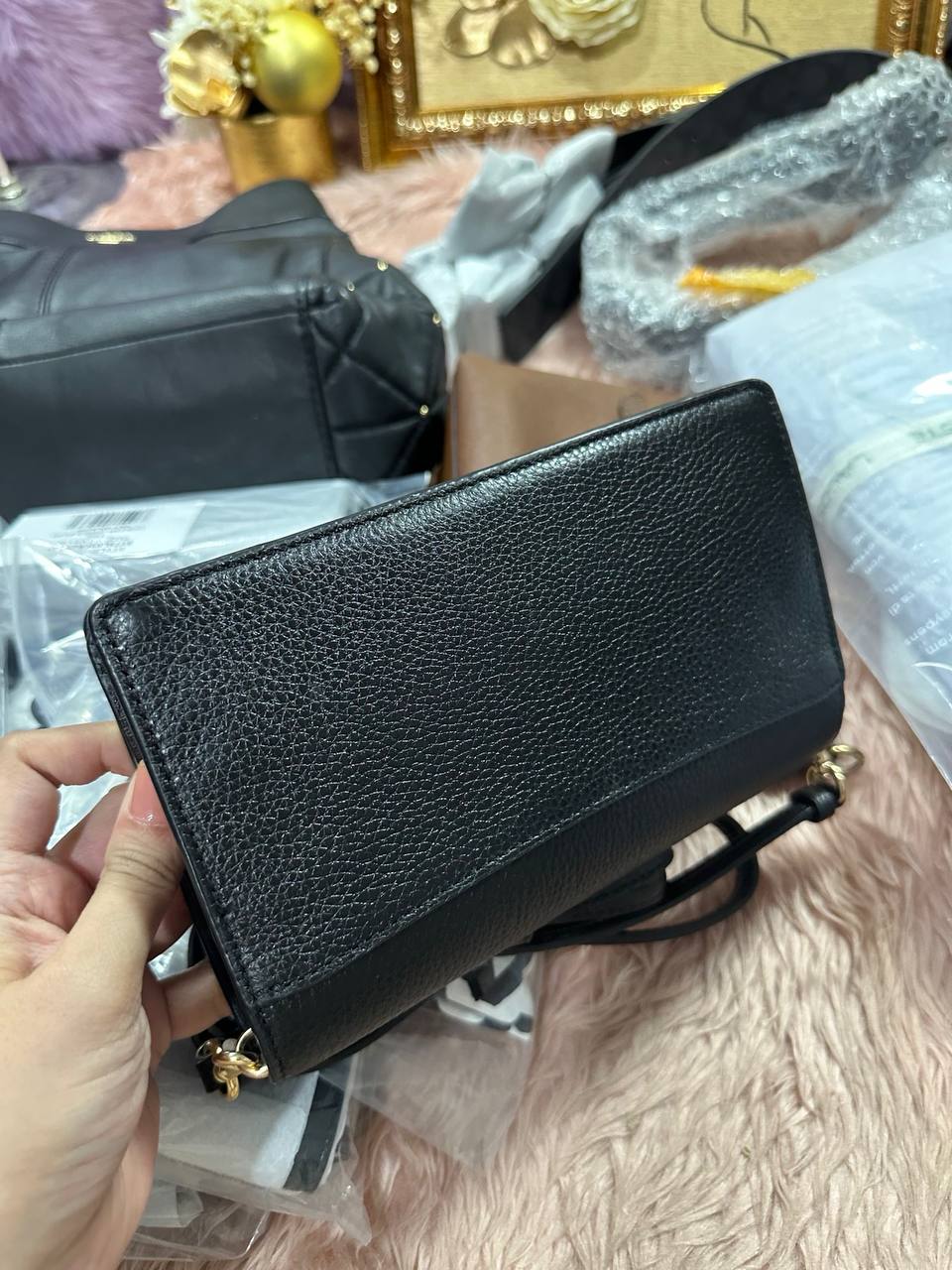 ORIG Preloved COACH Anna Foldover Clutch Crossbody Black Bag