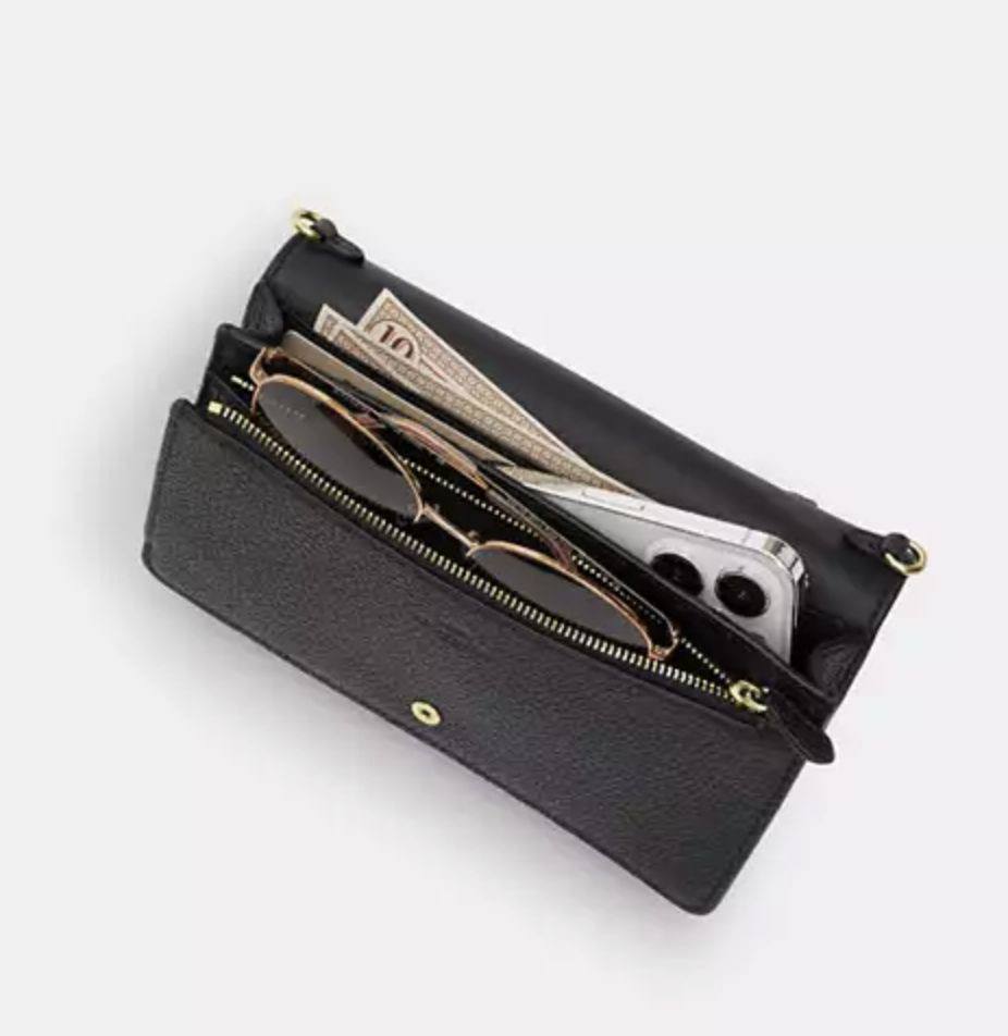 ORIG Preloved COACH Anna Foldover Clutch Crossbody Black Bag