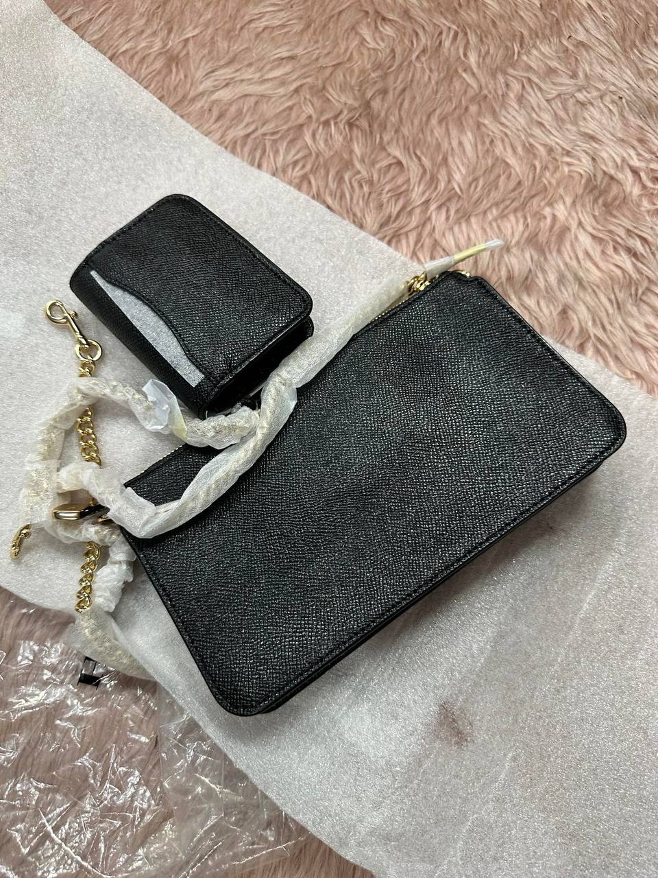 ORIG & IMPORTED COACH Poppy Crossbody Small Black Chain Bag with Wallet