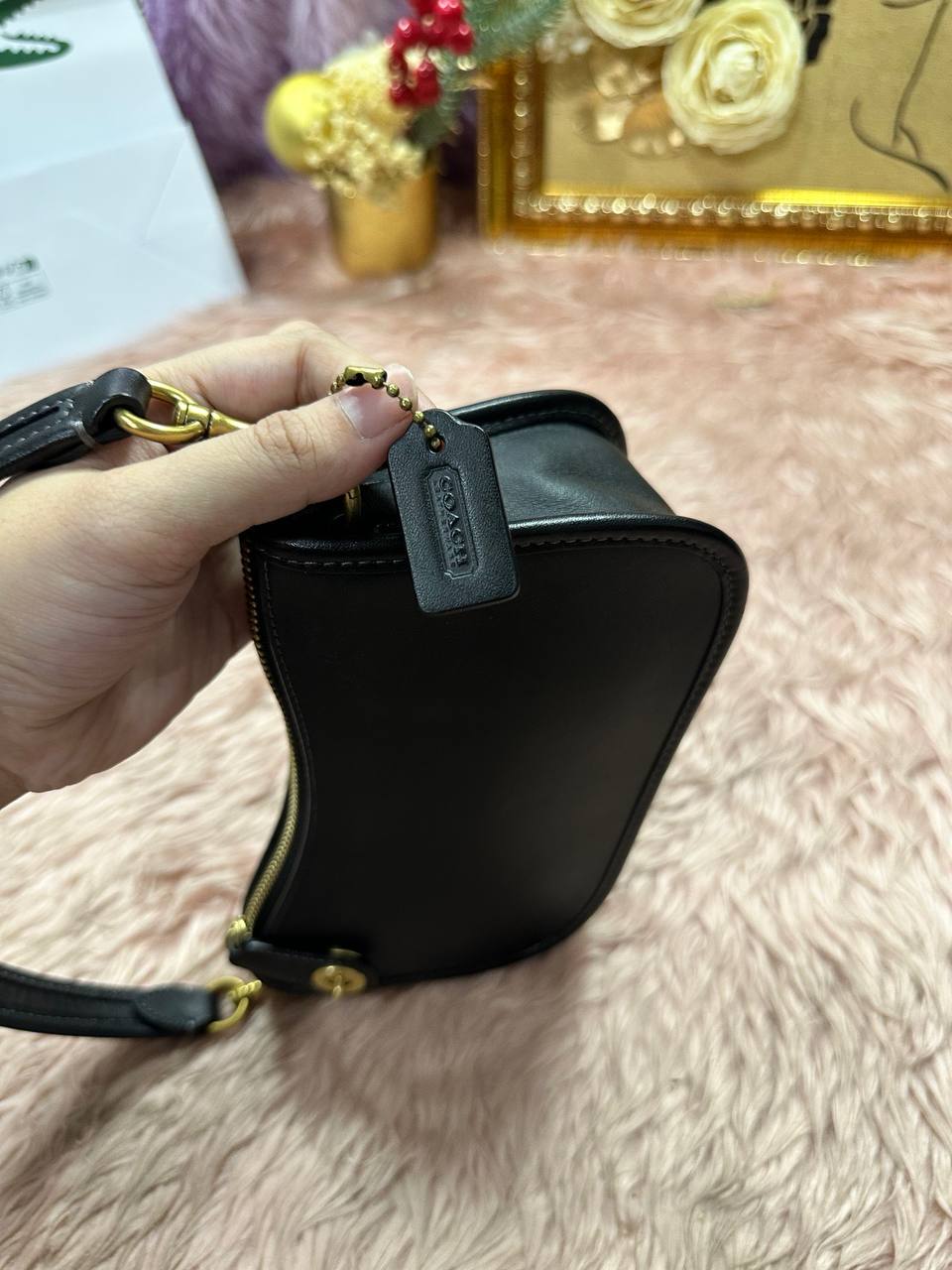 ORIG Preloved COACH Retail Swinger 20 Small Shoulder Black Bag