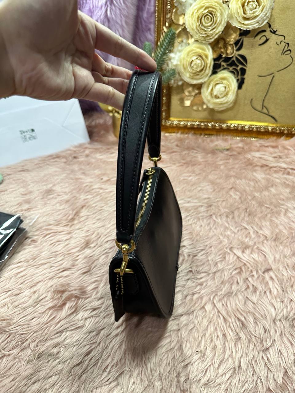 ORIG Preloved COACH Retail Swinger 20 Small Shoulder Black Bag