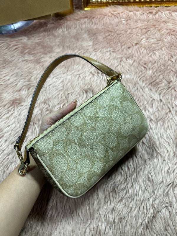 ORIG Preloved COACH Nolita 19 In Signature Canvas Small Khaki Saddle Bag