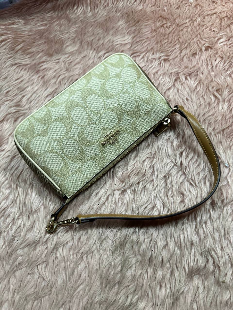 ORIG Preloved COACH Nolita 19 In Signature Canvas Small Khaki Saddle Bag