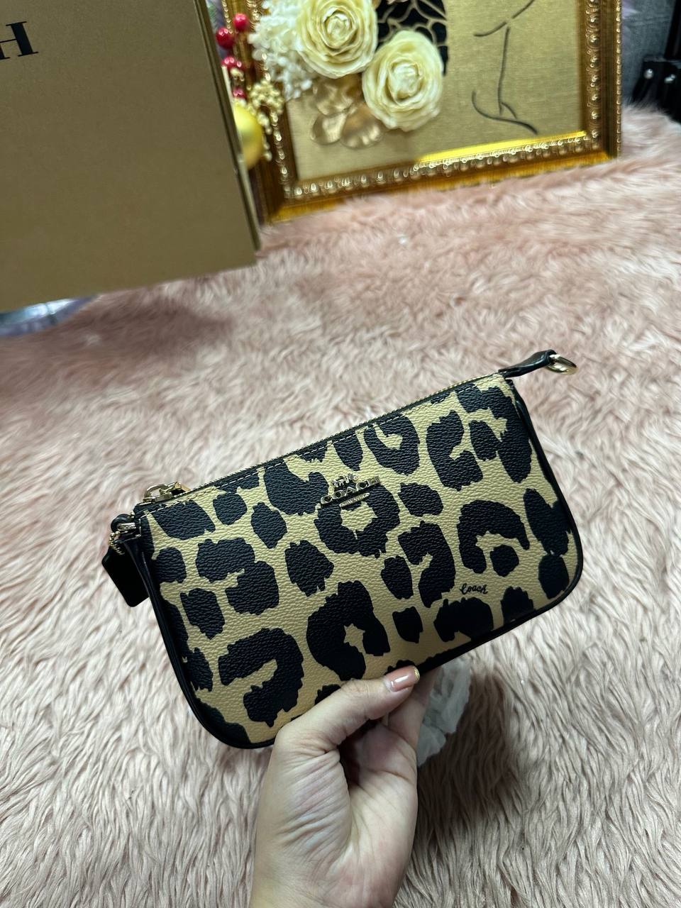 ORIG Preloved COACH Nolita 19 In Signature Canvas Small Leopard Print Brown Bag