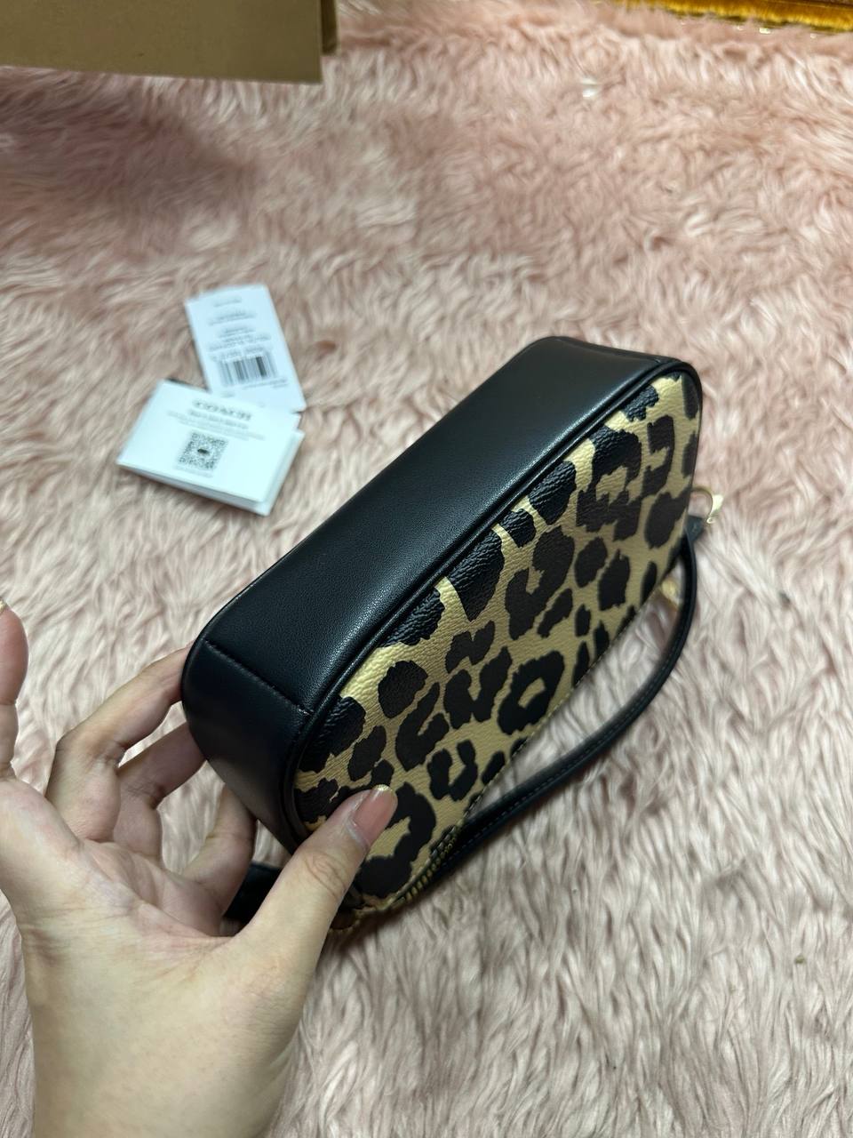 ORIG Preloved COACH Nolita 19 In Signature Canvas Small Leopard Print Brown Bag