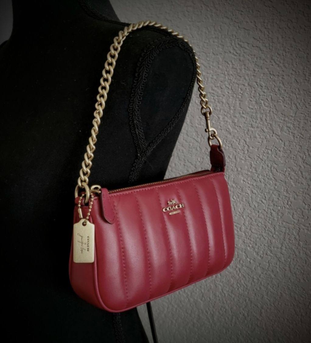 ORIG Preloved COACH Nolita 19 With Chain With Linear Quilting Black Bag
