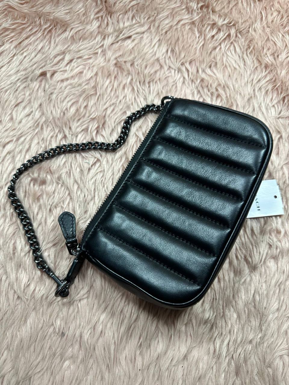 ORIG Preloved COACH Nolita 19 With Chain With Linear Quilting Black Bag