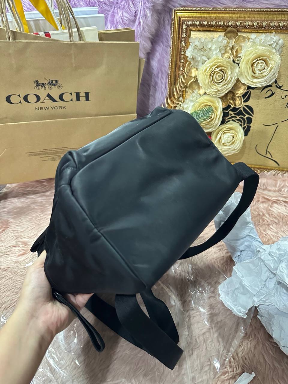 ORIG Preloved Kate Spade KS Chelsea Medium Backpack Black Nylon Bag