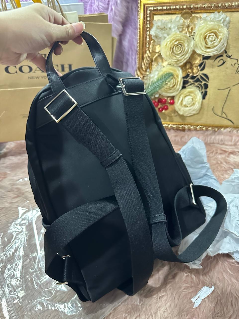 ORIG Preloved Kate Spade KS Chelsea Medium Backpack Black Nylon Bag