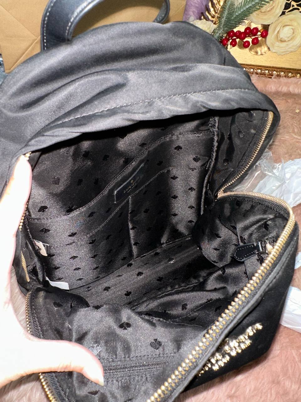 ORIG Preloved Kate Spade KS Chelsea Medium Backpack Black Nylon Bag