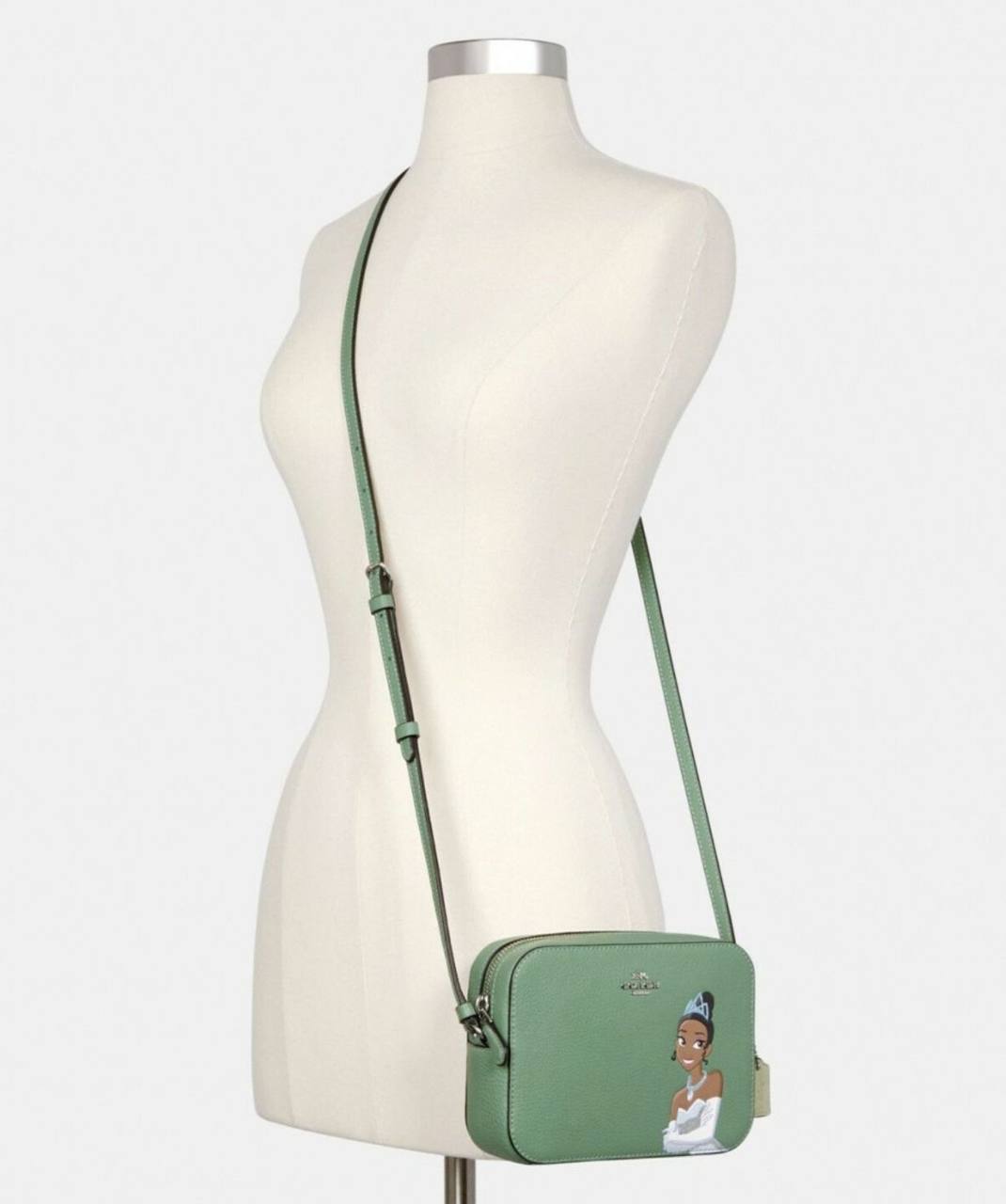 ORIG Preloved Disney X Coach RARE Mini Camera Bag With Tiana Green Small Bag