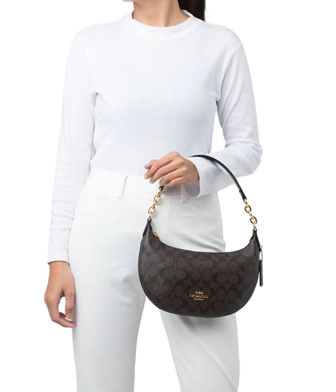 ORIG & IMPORTED Coach Payton Hobo Bag In Signature Canvas Brown Black