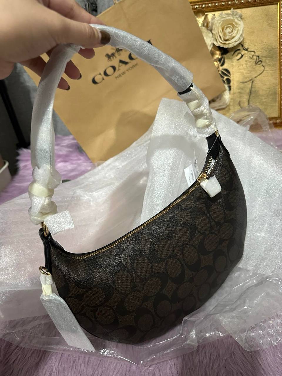 ORIG & IMPORTED Coach Payton Hobo Bag In Signature Canvas Brown Black