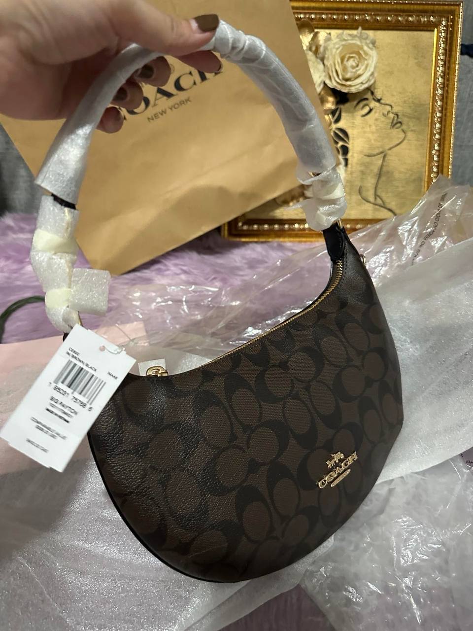 ORIG & IMPORTED Coach Payton Hobo Bag In Signature Canvas Brown Black