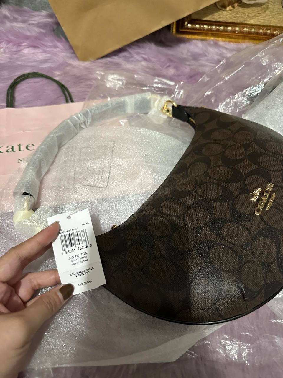 ORIG & IMPORTED Coach Payton Hobo Bag In Signature Canvas Brown Black