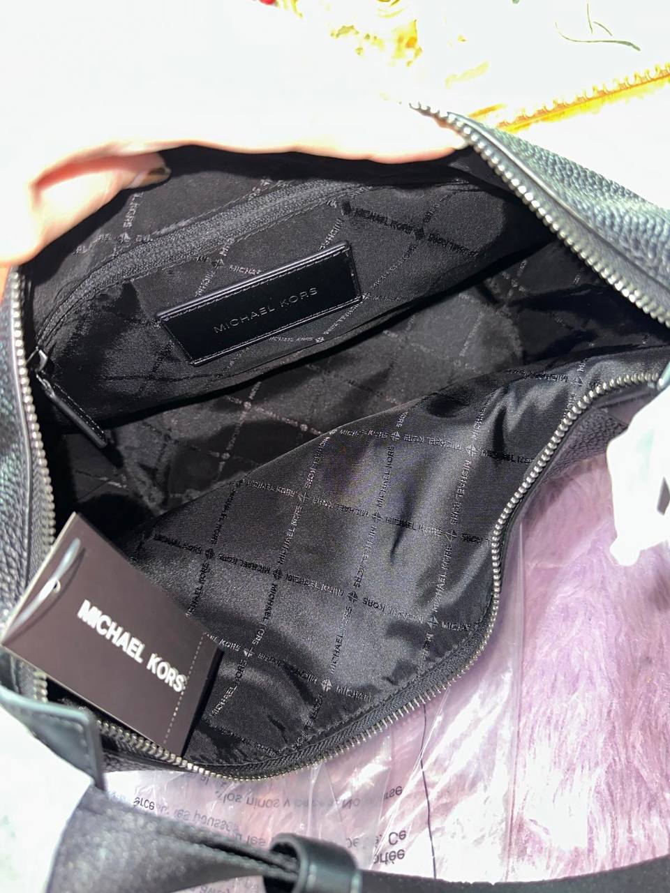 ORIG & IMPORTED Michael Kors MK Cooper Pebbled Leather Crescent Black Bag
