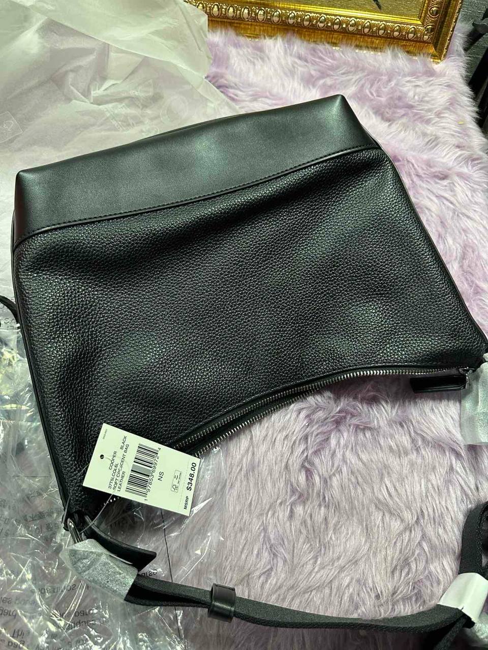 ORIG & IMPORTED Michael Kors MK Cooper Pebbled Leather Crescent Black Bag