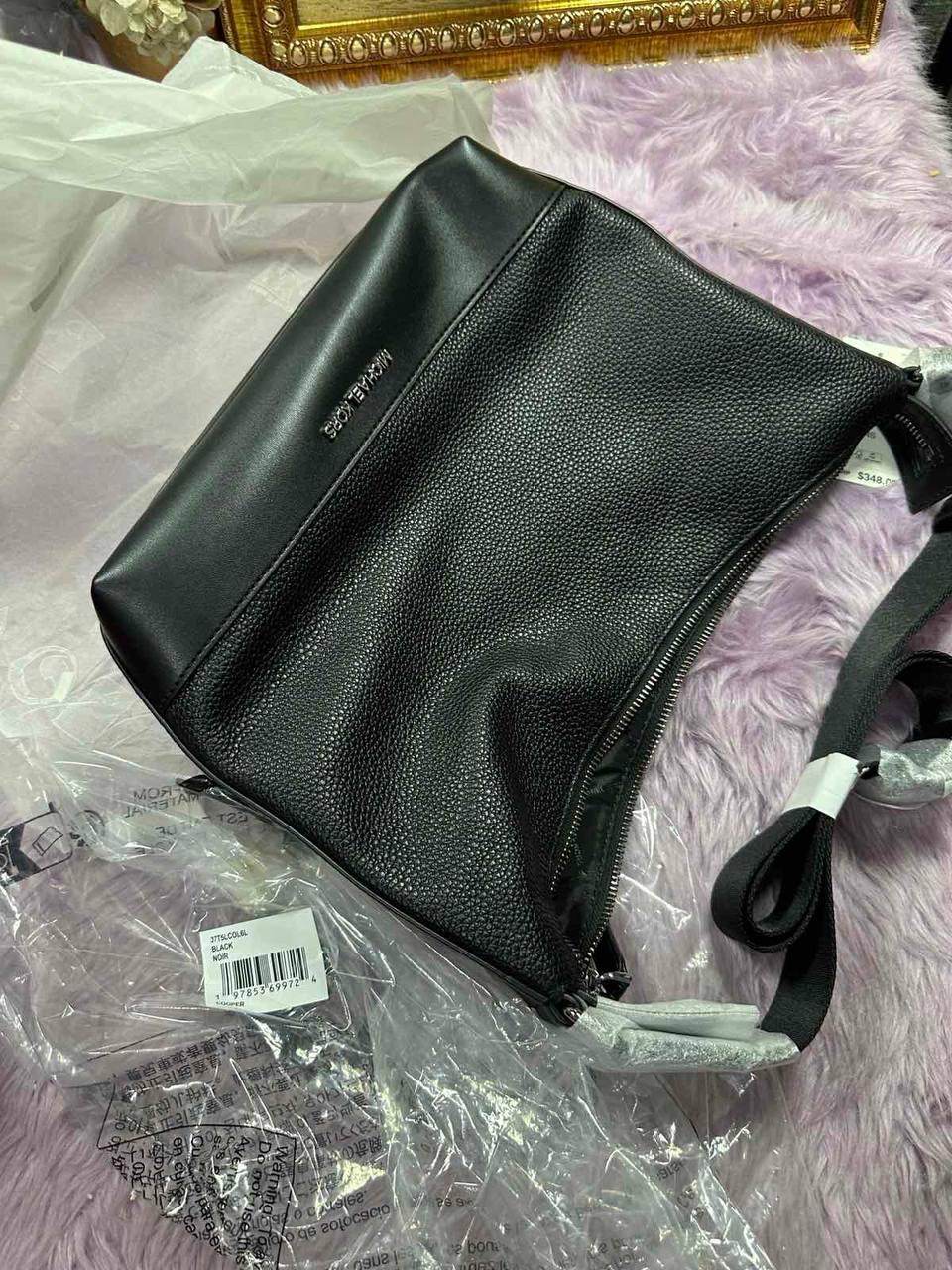 ORIG & IMPORTED Michael Kors MK Cooper Pebbled Leather Crescent Black Bag