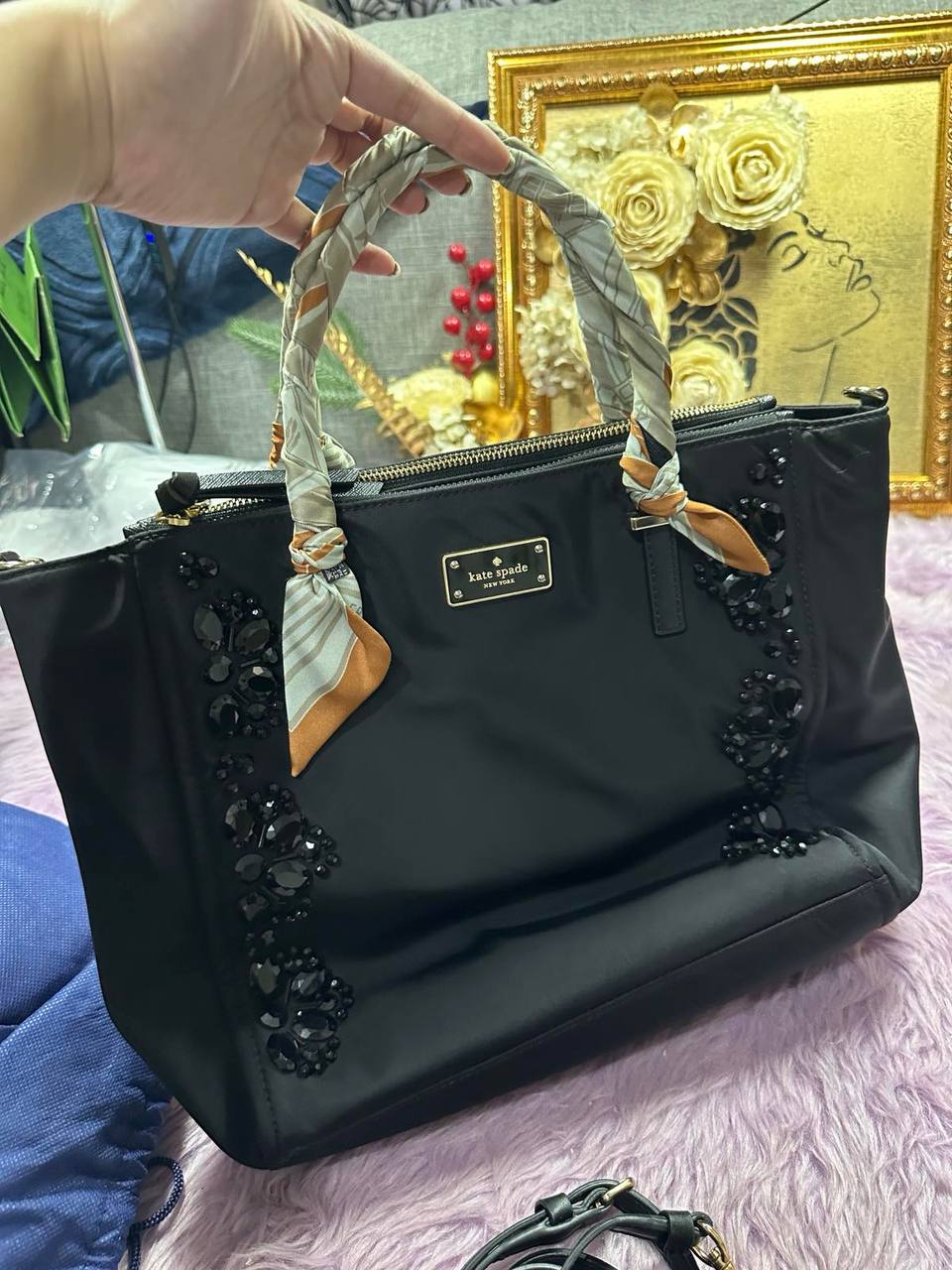 ORIG Preloved Kate Spade KS Wilson Road Alyse Tote Nylon Crossbody Black Bag