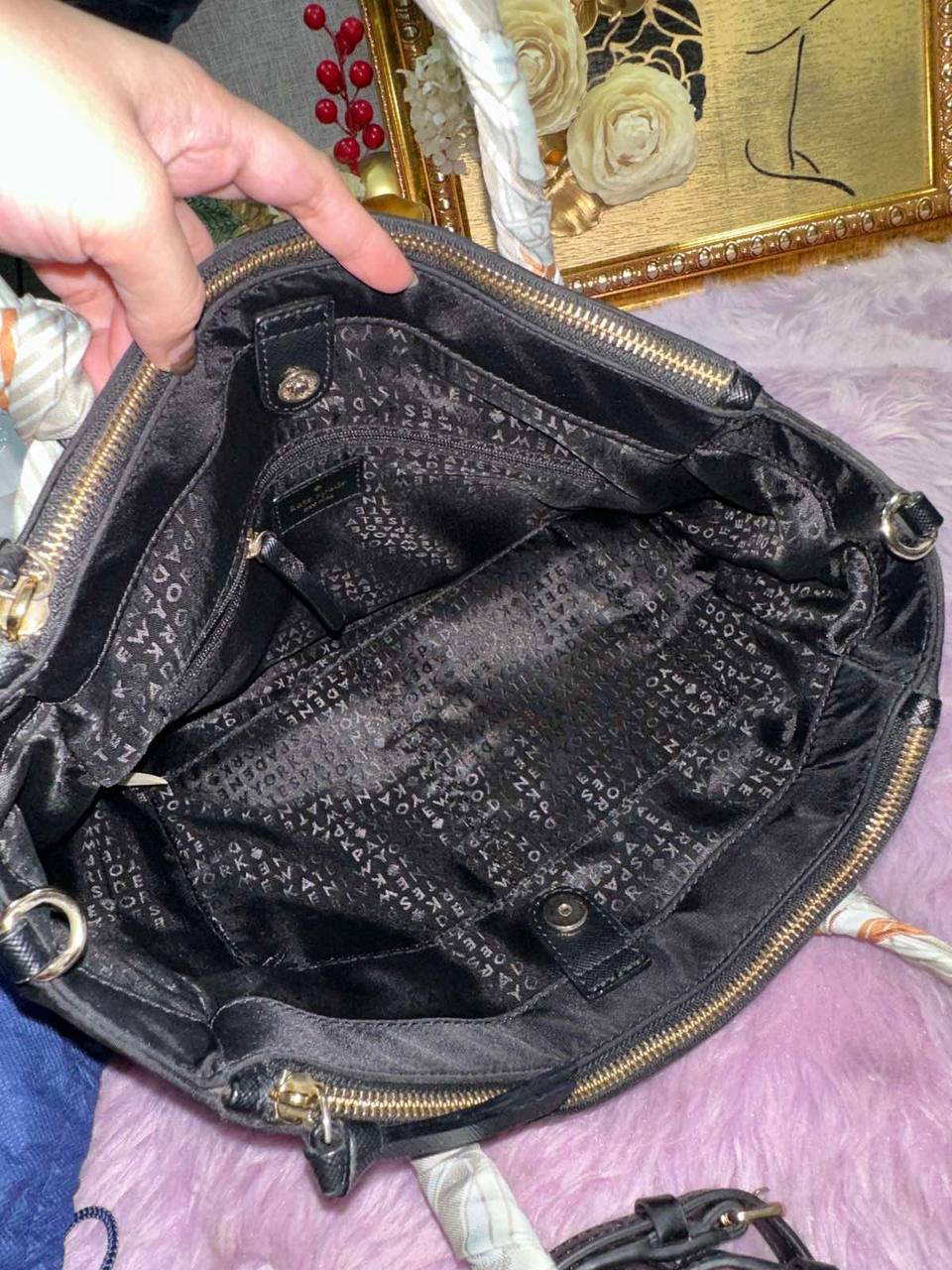 ORIG Preloved Kate Spade KS Wilson Road Alyse Tote Nylon Crossbody Black Bag