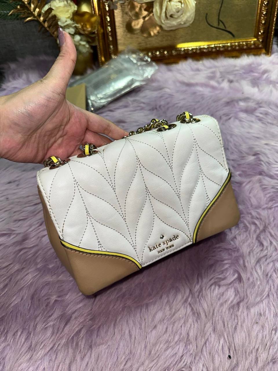 ORIG Preloved Kate Spade KS Emelyn Mini Briar Lane Quilted Chain Crossbody Brown Bag