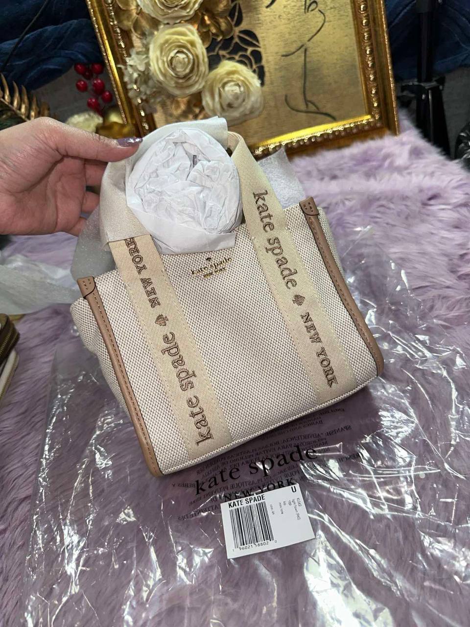 ORIG & IMPORTED Kate Spade KS Kip Canvas Mini Tote Beige Bag