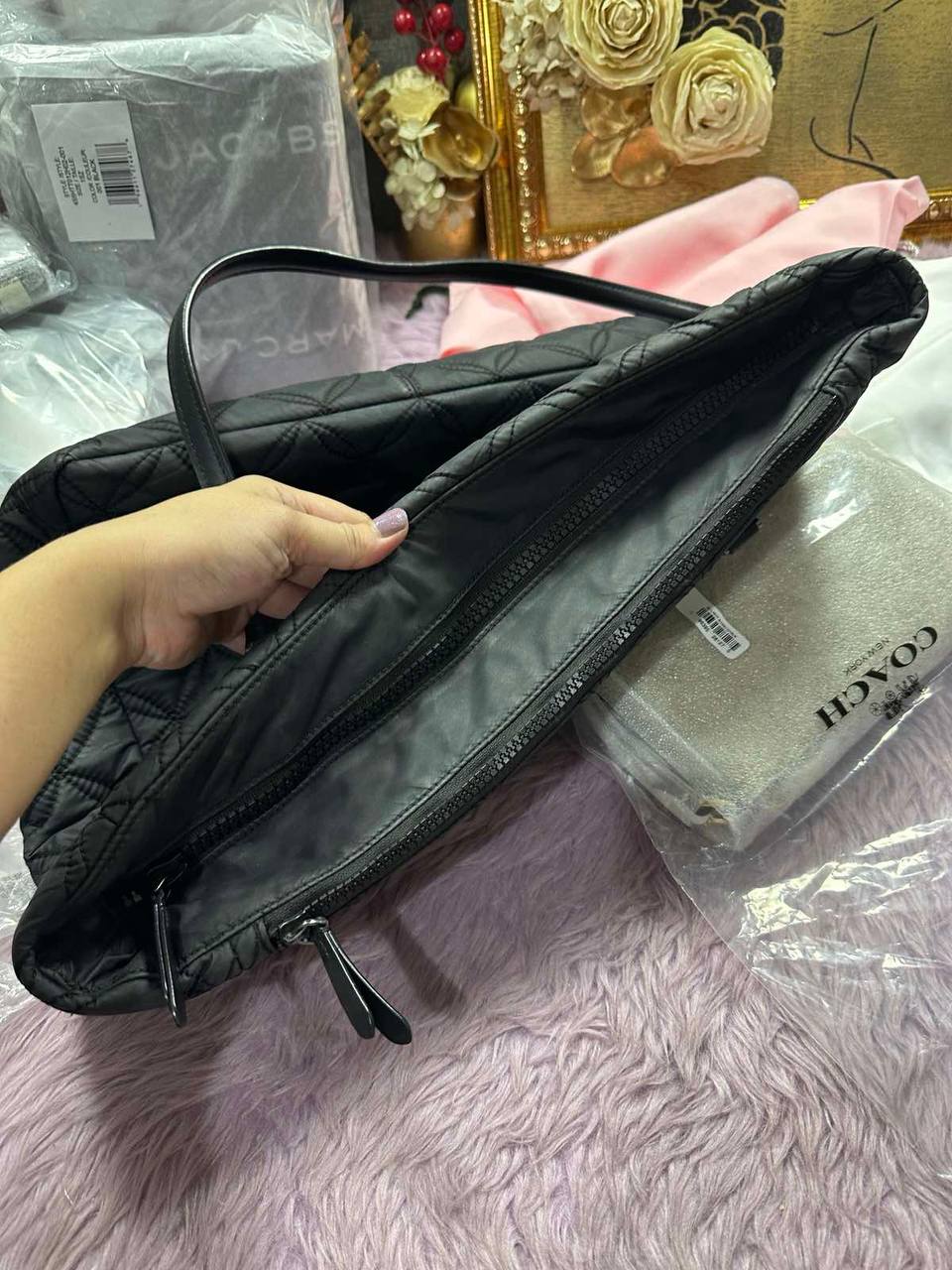 ORIG Preloved Kate Spade KS Jae Quilted Large Nylon Black Tote