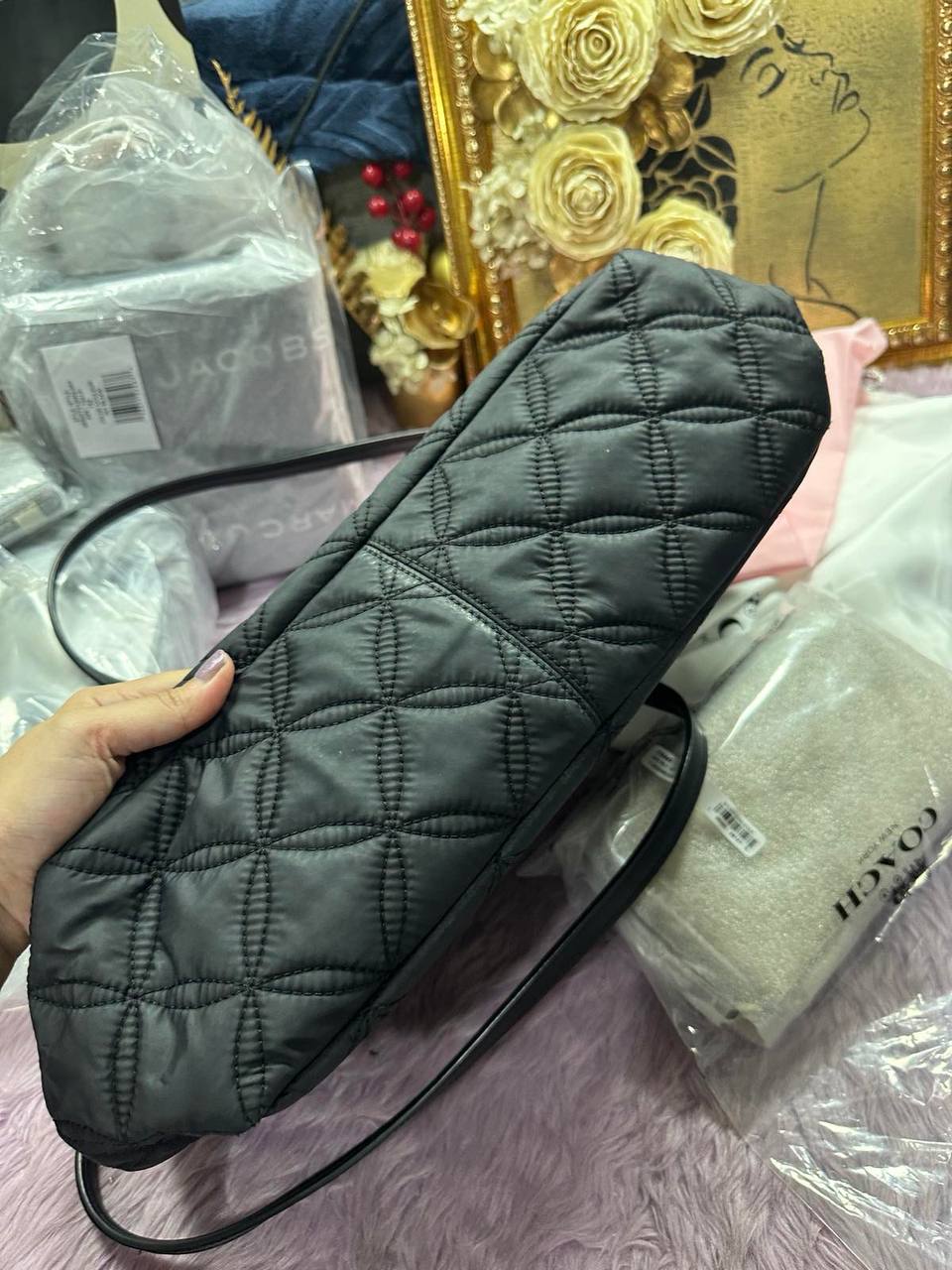 ORIG Preloved Kate Spade KS Jae Quilted Large Nylon Black Tote