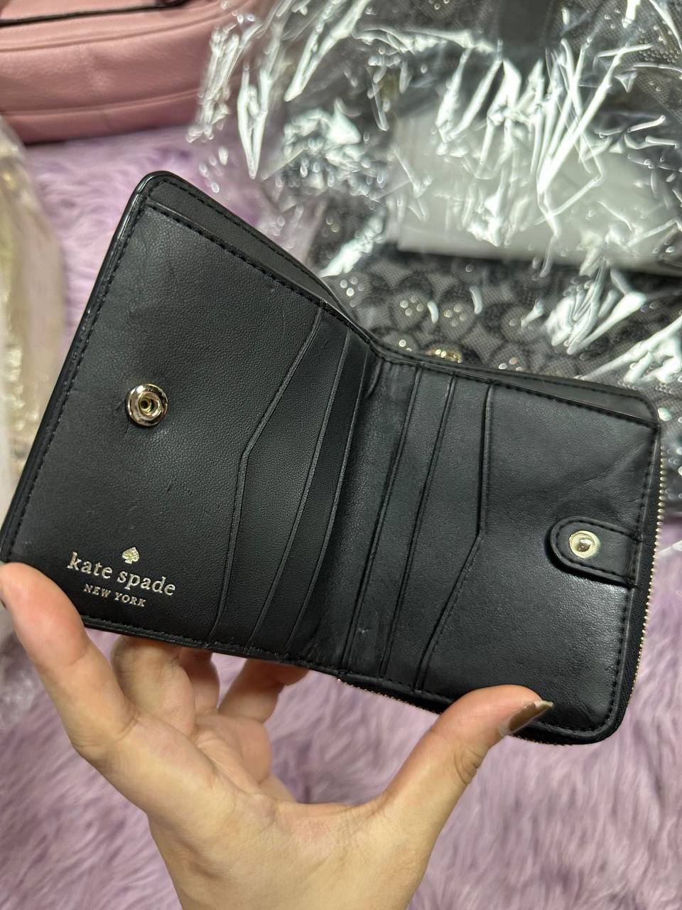 ORIG Preloved Kate Spade KS Staci Small Zip Around Black Wallet
