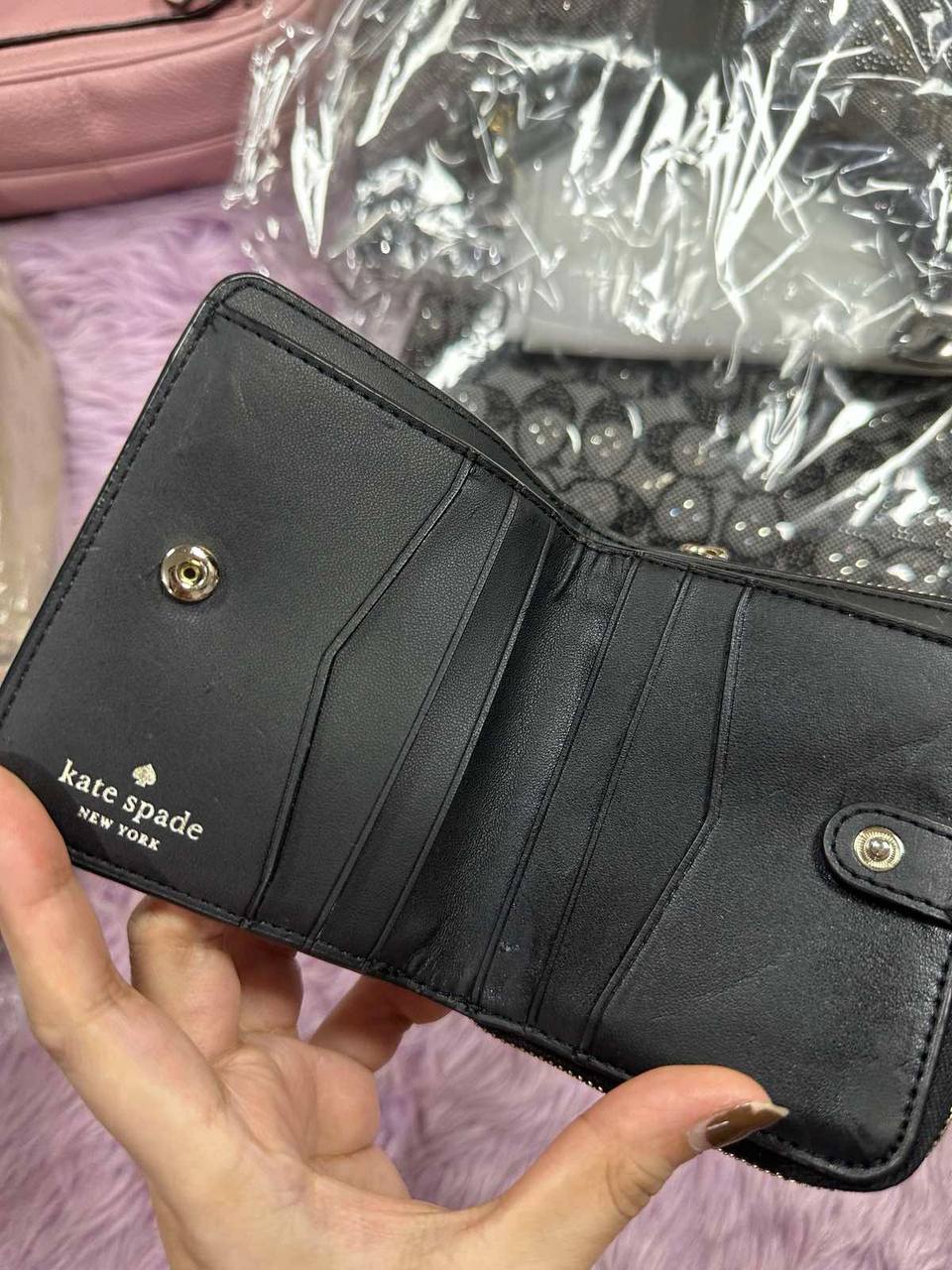 ORIG Preloved Kate Spade KS Staci Small Zip Around Black Wallet