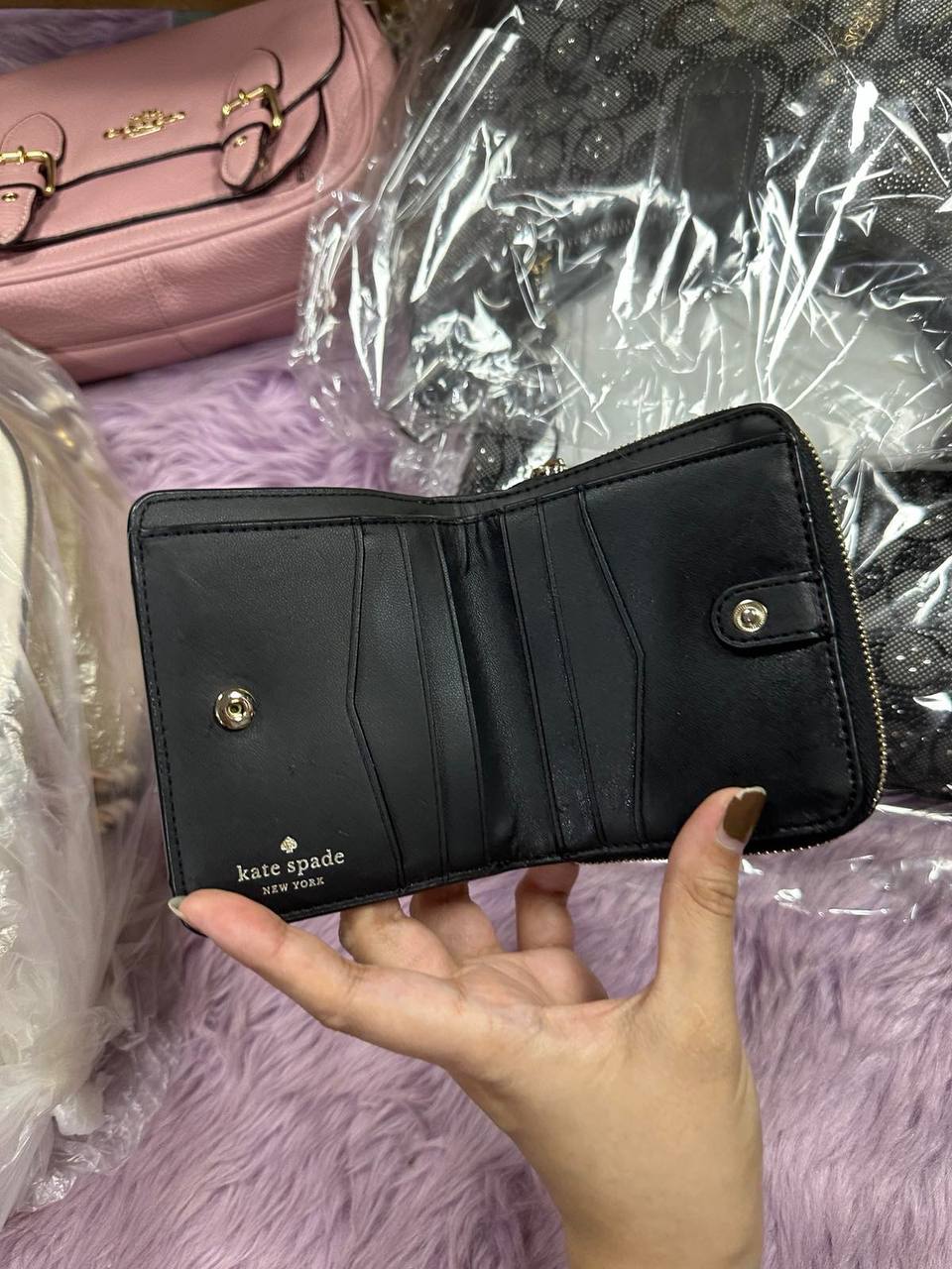ORIG Preloved Kate Spade KS Staci Small Zip Around Black Wallet