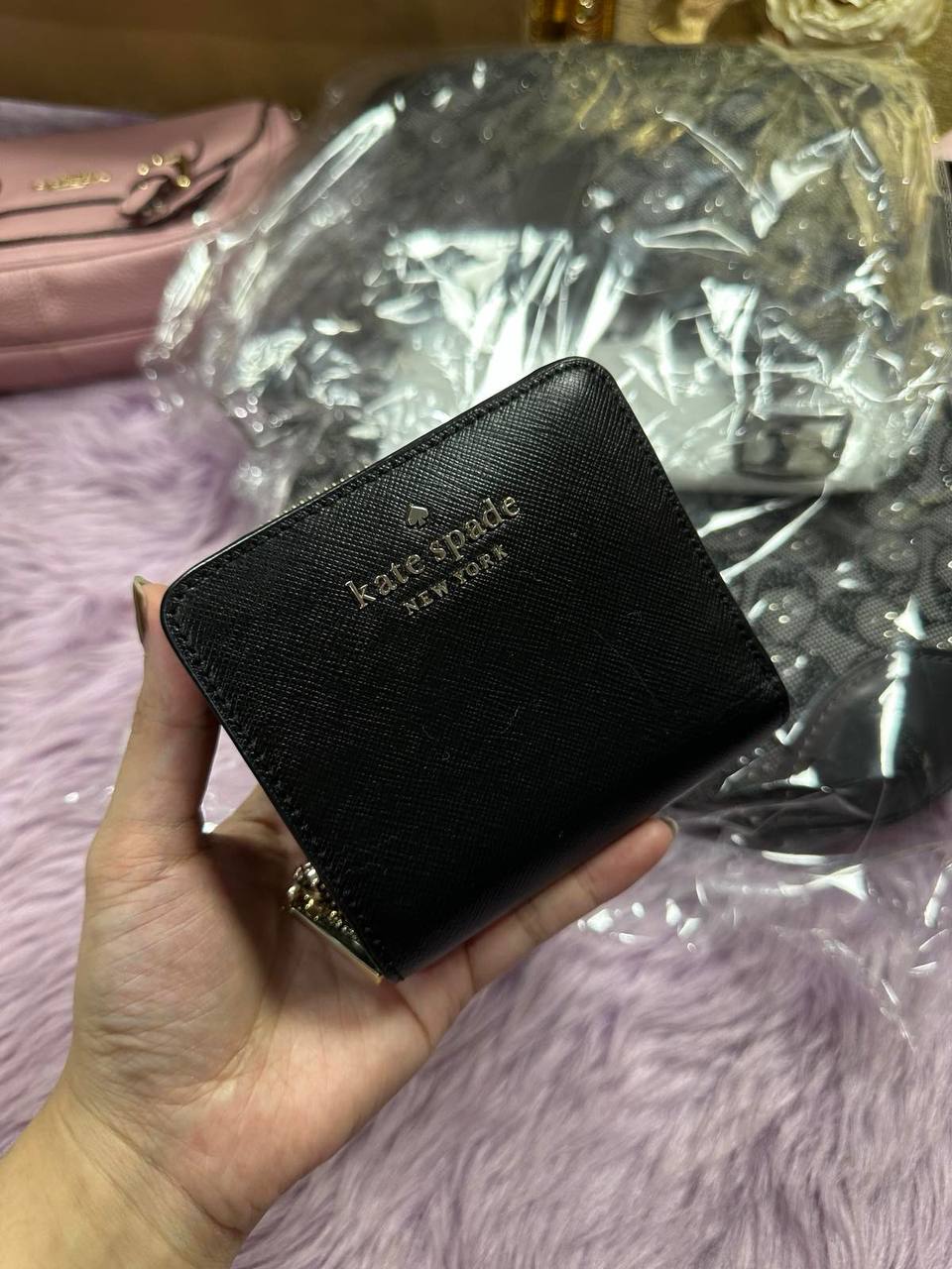 ORIG Preloved Kate Spade KS Staci Small Zip Around Black Wallet