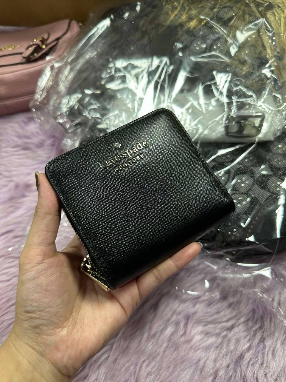 ORIG Preloved Kate Spade KS Staci Small Zip Around Black Wallet
