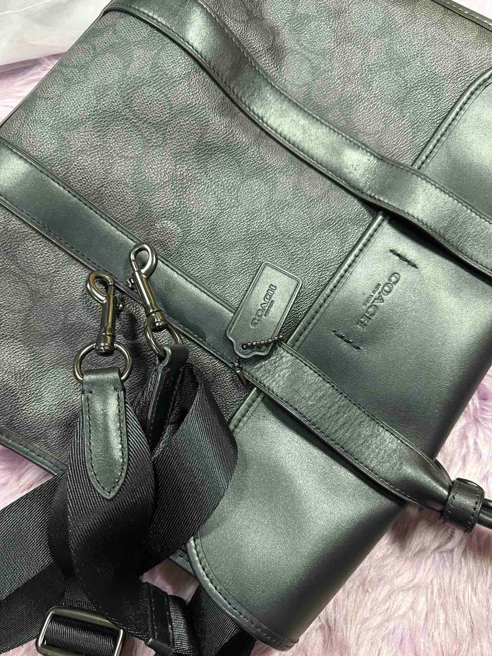 ORIG Preloved Retail Coach Gotham Portfolio Bag In Signature Canvas Men Laptop Black Bag