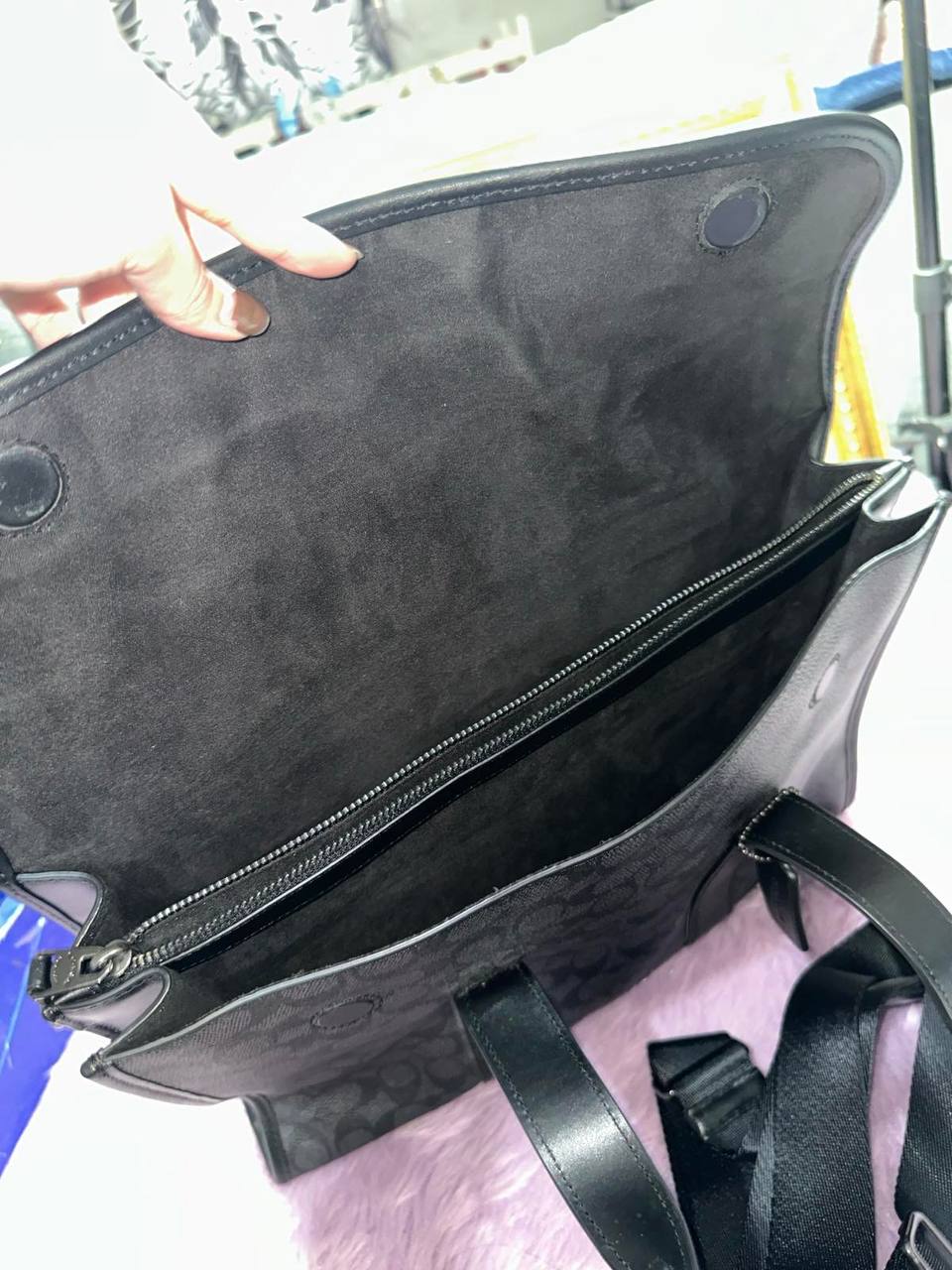 ORIG Preloved Retail Coach Gotham Portfolio Bag In Signature Canvas Men Laptop Black Bag