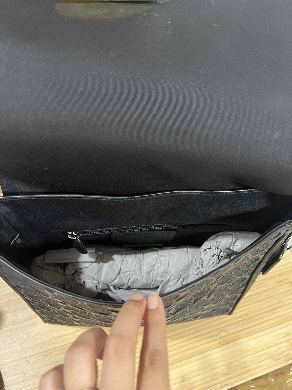 ORIG & IMPORTED Coach Houston Map Men Black Bag In Signature Leather