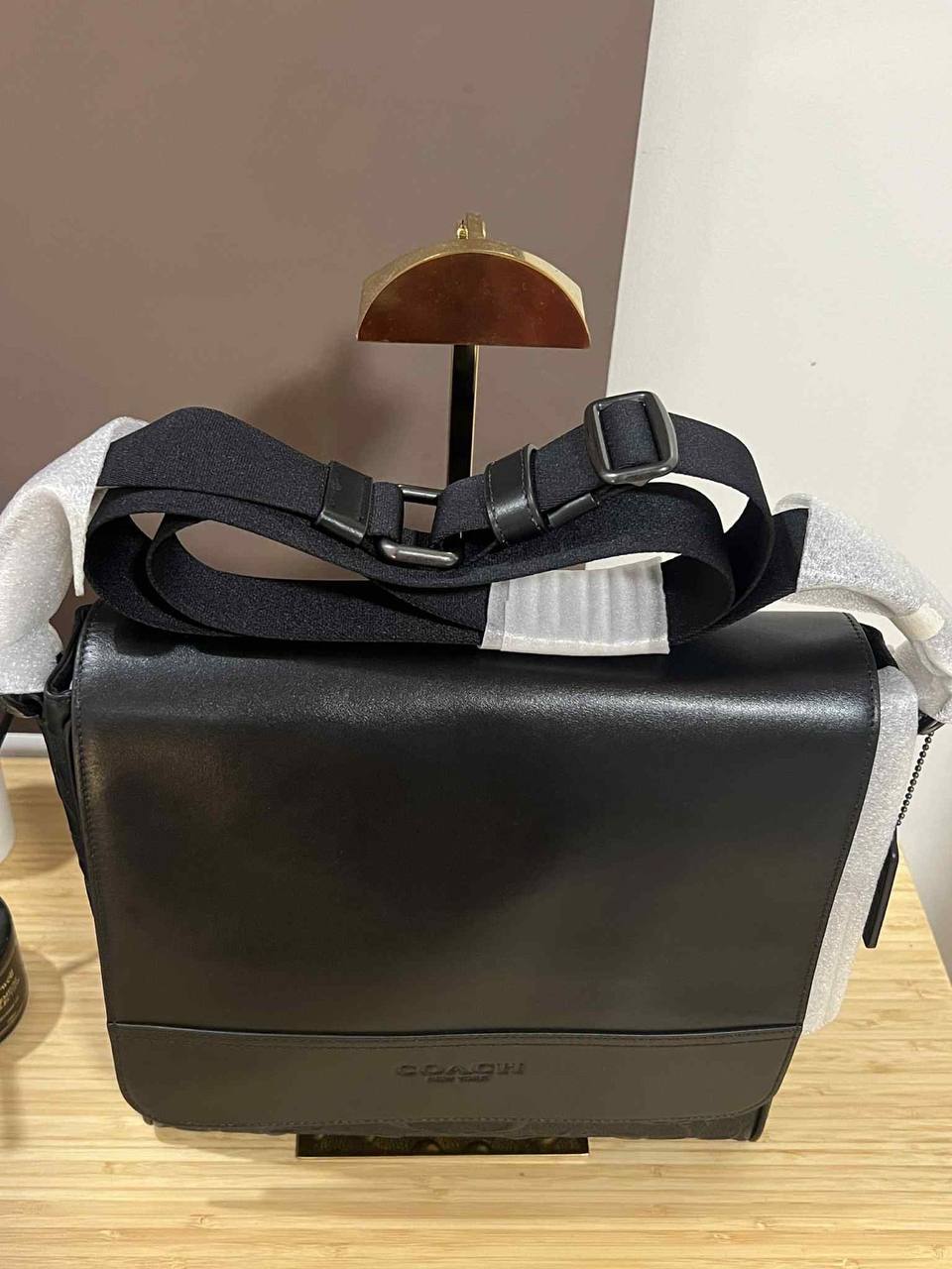 ORIG & IMPORTED Coach Houston Map Men Black Bag In Signature Leather