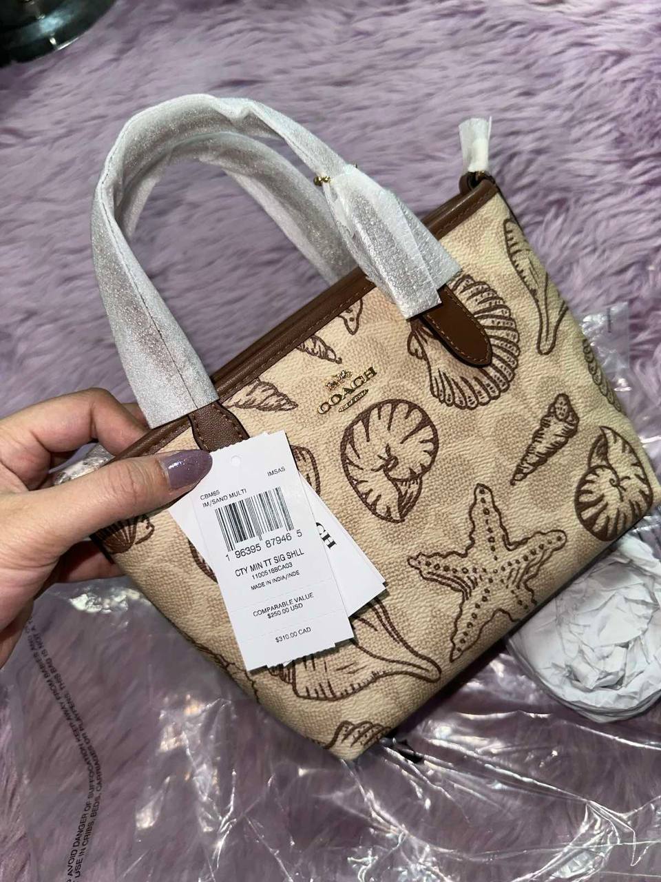 ORIG & IMPORTED Coach City Mini Tote Small Brown Bag With Shell Print