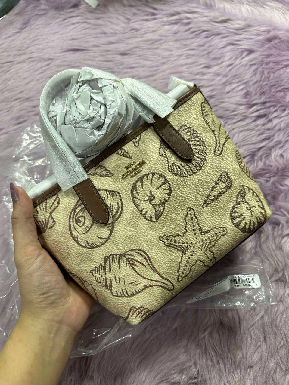 ORIG & IMPORTED Coach City Mini Tote Small Brown Bag With Shell Print