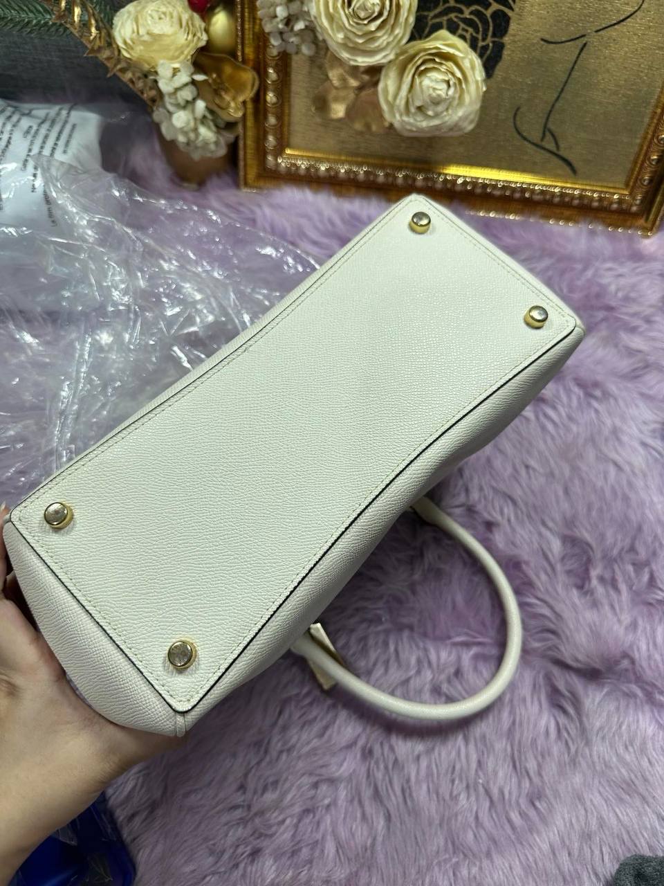 ORIG Preloved Coach Surrey Carryall Satchel White Bag