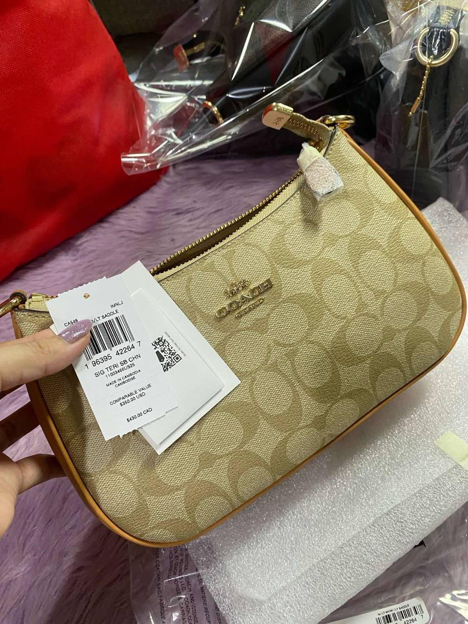 ORIG & IMPORTED RARE Coach Teri Shoulder Signature Saddle Light Brown Bag