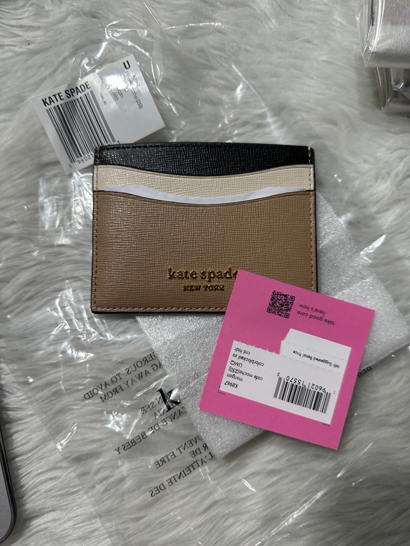 AUTHENTIC/ORIGINAL KateSpade KS Morgan Colorblocked Cardholder Small Wallet Beige