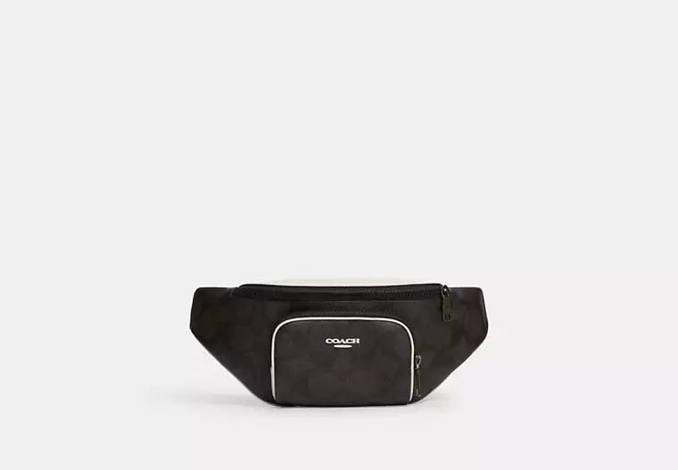 AUTHENTIC/ORIGINAL COACH Racer Belt Bag In Blocked Signature Canvas