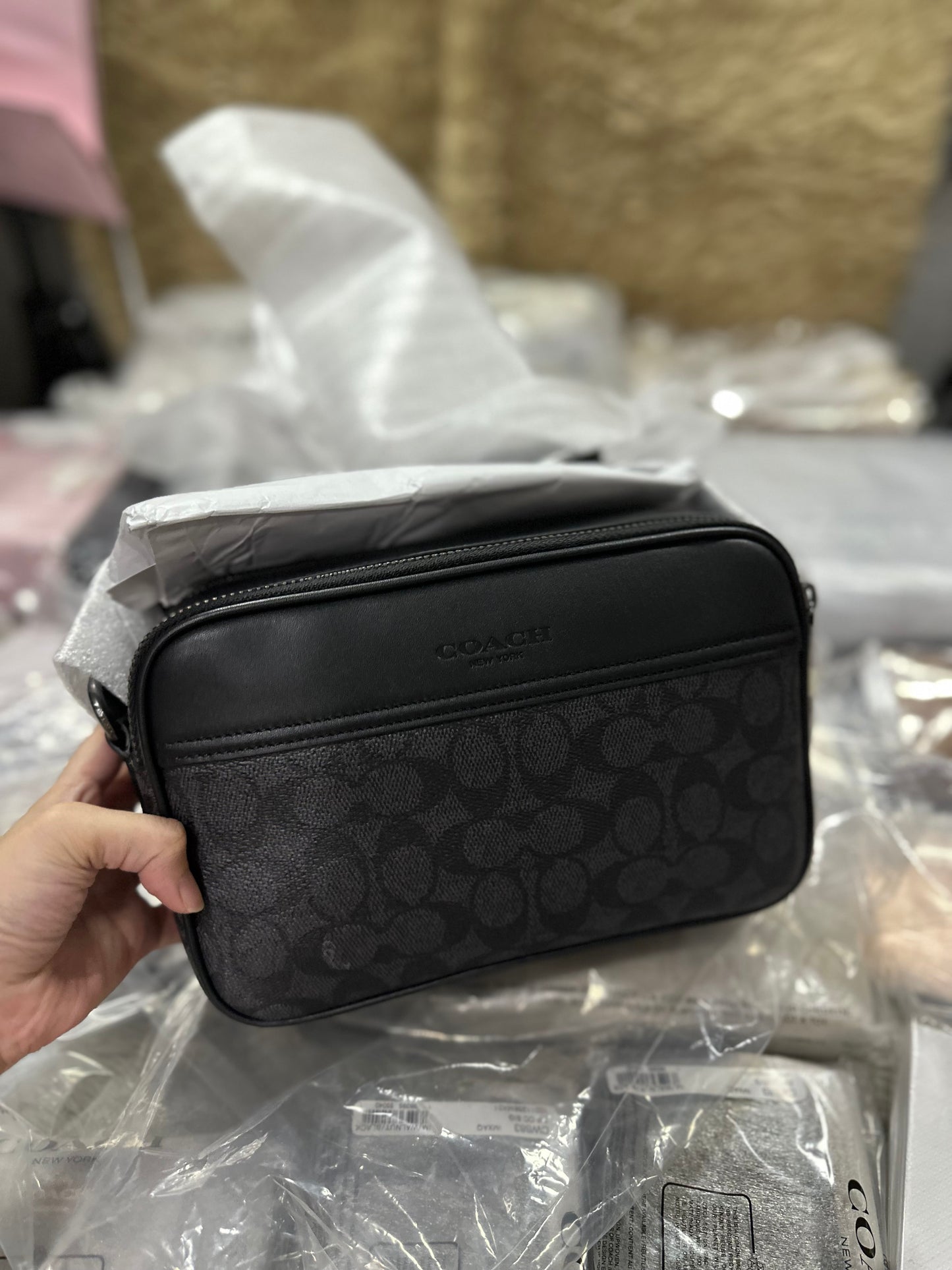 AUTHENTIC/ORIGINAL COACH Graham Crossbody In Signature Canvas Men's Bag Black