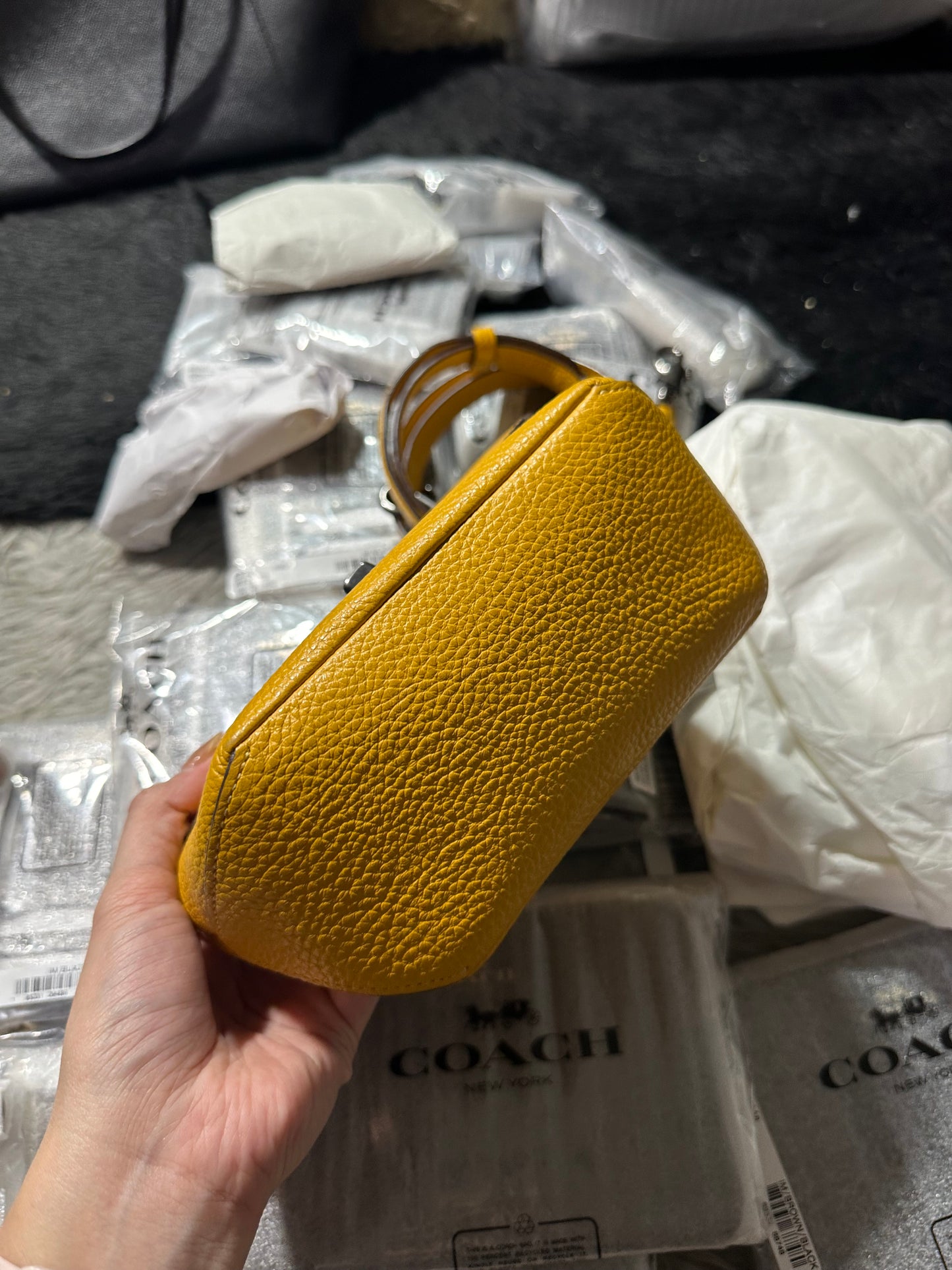 AUTHENTIC/ORIGINAL Preloved Coach Karlee Yellow Crossbody Bag