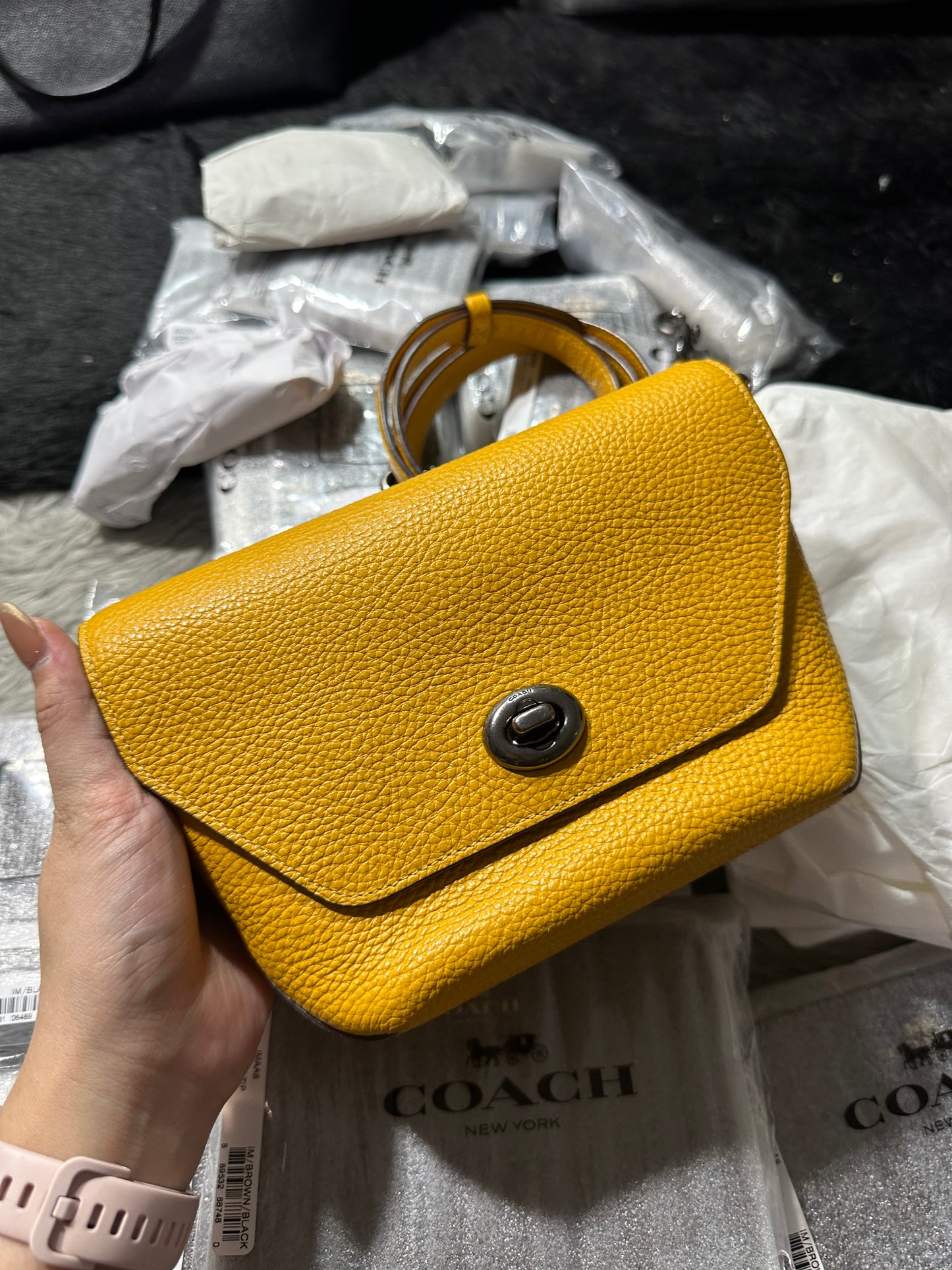 AUTHENTIC/ORIGINAL Preloved Coach Karlee Yellow Crossbody Bag