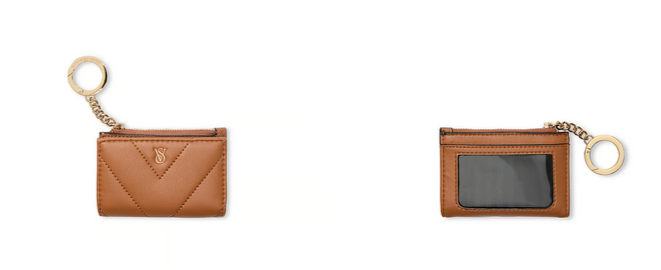 AUTHENTIC/ORIGINAL Victoria's Secret VS Foldover Card Case Small Wallet Brown Black