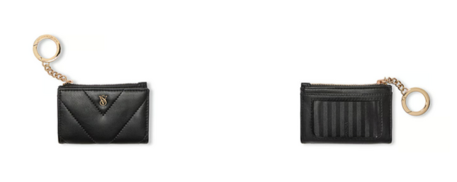 AUTHENTIC/ORIGINAL Victoria's Secret VS Foldover Card Case Small Wallet Brown Black