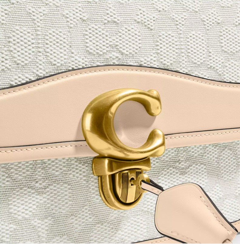 AUTHENTIC/ORIGINAL Preloved Coach Studio Shoulder Bag In Signature Jacquard Beige with Floral